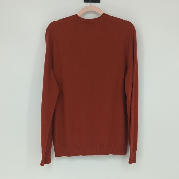 Men's Banana Republic Extra Fine Merino Wool Sweater Burnt Orange L preppy - Picture 2 of 6